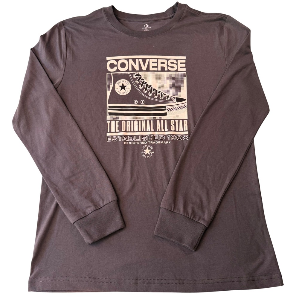 Converse Boys XL Charcoal Gray Long Sleeve Graphic T-Shirt All Star Sneaker Logo